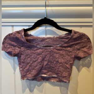 BALERA Ladies Women’s Girls Size Large Child Rose Pink Lace Crop Top